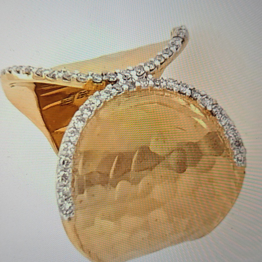 I. REISS 14K Gold & Diamond Matte & Hammer cuff ring Sz 7 *NEW* - Picture 3 of 8